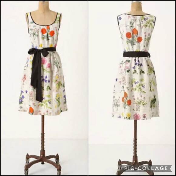 Anthropologie Dresses & Skirts - Anthro Moulinette Soeurs 100% Silk Floral Botanical Print A-Line Dress